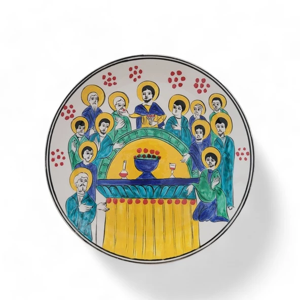 Son Yemek 25x25 cm El Boyama İznik Çini Tabak ürün görseli 1