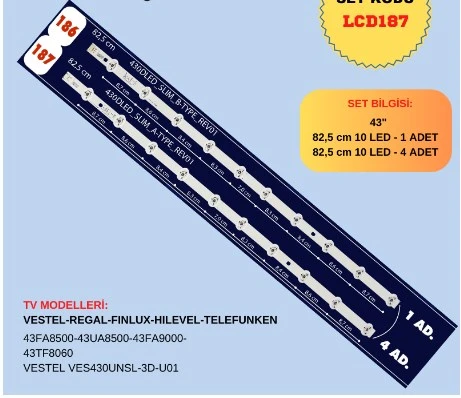 VESTEL 43FA8500, 43FA9000, 43TF8060, 430DLED_SLIM_A-TYPE, 430DLED_SLIM_B-TYPE, TV LED BAR ürün görseli 1