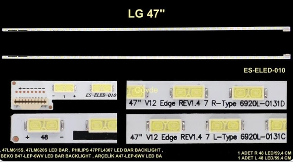 LG 47LS5600, 47LM615S, 47LM620S, PHİLİPS 47PFL4307, BEKO B47-LEP-6WV, ARÇELİK A47-LEP-6WV, TV LED BAR ürün görseli 1