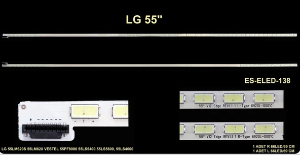 LG 55LM620S 55LM620 VESTEL 55PF8080 55LS5400 55LS5600, 55LS4600 55lm615s b55-lep-6b, VESTEL 55PF8080 LED BAR ürün görseli 1