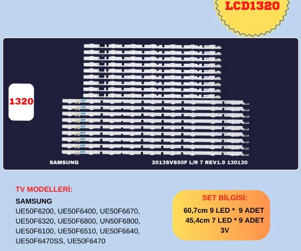 SAMSUNG UE50F6200 - UE50F6200,  UE50F6400,  UE50F6670,  UE50F6320,  UE50F6800,  UN50F6800,  UE50F6100,  UE50F6510,  UE50F6640,  UE50F6470SS,  UE50F6470 LED BAR ürün görseli 1