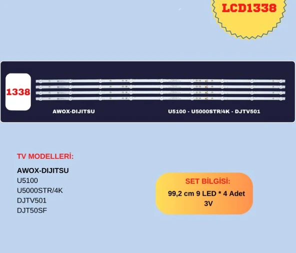 AWOX U5100, U5000STR/4K DJTV501, DJT50SF , TELEFOX 50TFH5010/S , AWOX U5100STR/4K/S LED BAR ürün görseli 1