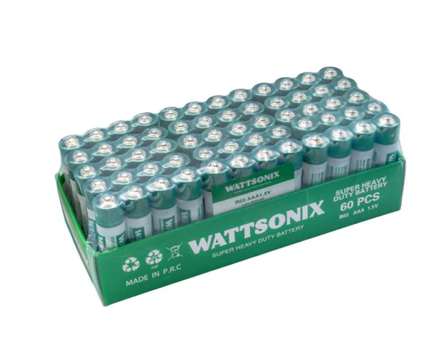 Wattsonıx İnce Pil R03 AAA, 1.5v, 60 Adetli  Kutu Kumanda Pili ürün görseli 1