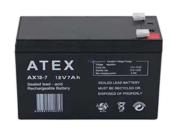 ATEX 12V 7AH/20HR Bakımsız Kuru Akü 15X6X9.5 ürün görseli 1