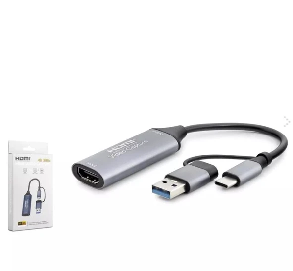 HDMI to USB Video Yakalayıcı (Capture) Konnektör, HADRON HDX7844 HDMI VIDEO CAPTURE TYPE-C+USB TO 4K 30HZ ürün görseli 1