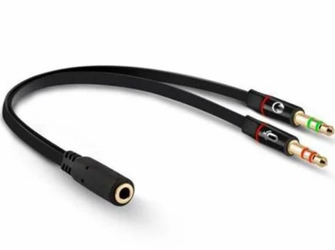 3.5 Mm Stereo Dişix2 Stereo Erkek Kulaklık Mikrofon Hoparlör Ayırıcı 20 Cm Kablo ürün görseli 1