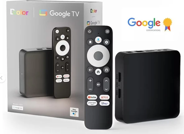 Dcolor GD2 Android Google TV Lisanslı 4K Medya Oynatıcı Tv Box (32GB Hafıza / L1 Sertifika) ürün görseli 1