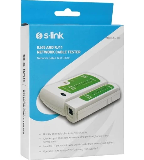 S Link SL 468 RJ 45, RJ 11 Kablo Test Cihazı,İNTERNET Tester Rj11 Rj 45 LEDLİ Test Cihazı Cat5 Cat6 ürün görseli 1