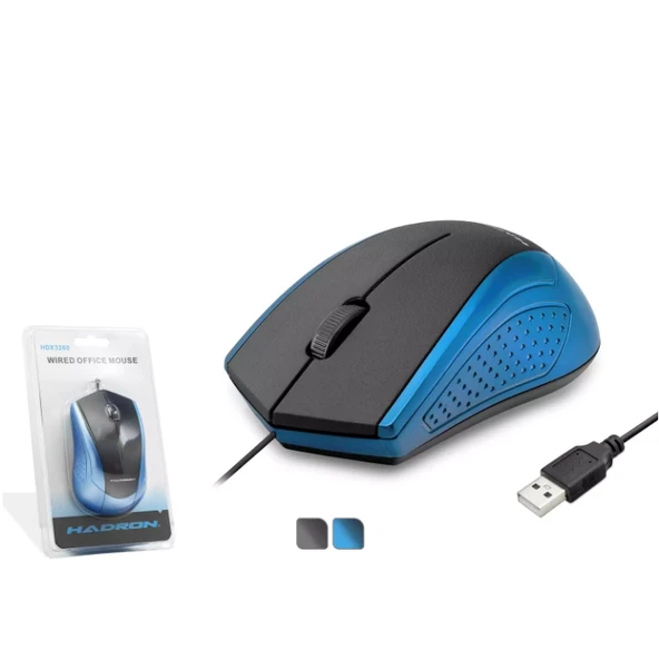HADRON HDX3260 MOUSE KABLOLU USB 800 DPI 143CM MAVİ SİYAH ürün görseli 1