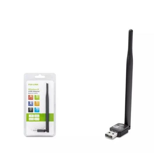 PIX-LINK LV-UW10 WIRELESS ADAPTÖR 150MBPS 5DBI pc ve labtob UYUMLU 7601IC SİYAH ürün görseli 1