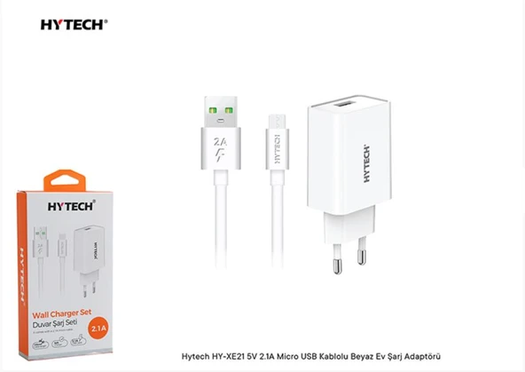 Hytech Hy-Xe21 5v 2.1a Micro Usb Kablolu  Şarj Adaptörü Cep Tlf Şarj Aleti ürün görseli 1