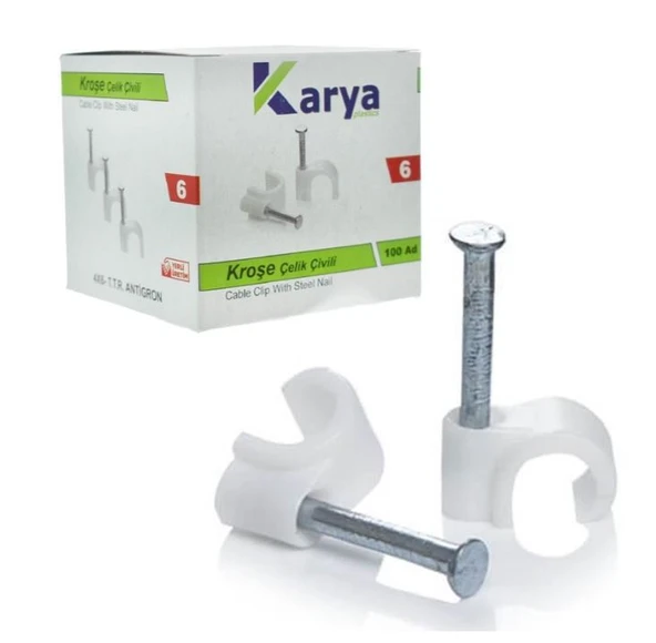 KARYA 6 NUMARA ÇELİK ÇİVİLİ 12 MM KROŞE (100'LÜ PAKET)(4X6 ANTİGRON KABLOLAR İÇİN) ürün görseli 1