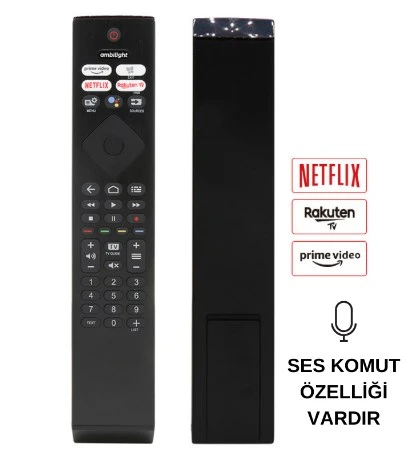 Phılıps Ph-V4 Tv Kumandası,  Ambılıght-Prıme-Netflıx-Rakuten Ses Komutu Vardır ürün görseli 1