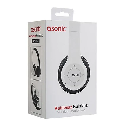 Asonic Wireless Kulak Üstü Kablosuz Kulaklık , As-K02 Extra Bass 5.0 Bluetooth Kulaklık, Beyaz ürün görseli 1