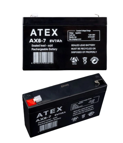6V 7AH/20hr , Atex AX6-7 6V 7Ah Akü KURU AKÜ 15X9X3.5cm ürün görseli 1
