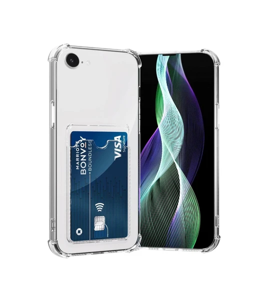 iPhone 16E Uyumlu Kamera Korumalı Şeffaf Kartlıklı Kılıf ürün görseli 1