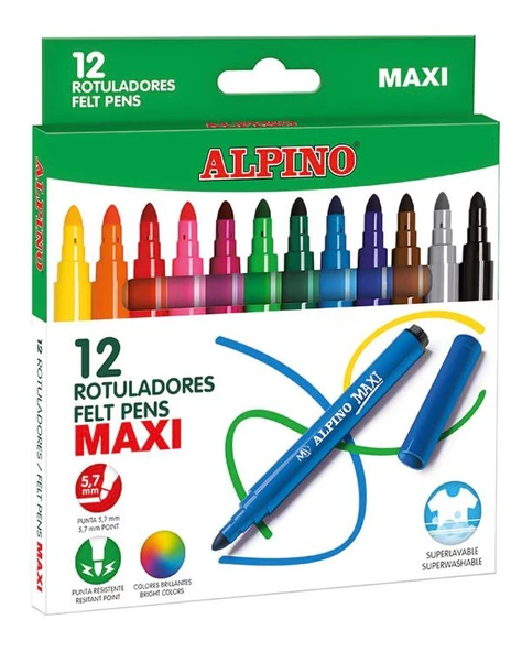 Alpino Maxi 12 Renk Kalın Uçlu Keçeli Kalem ürün görseli 1