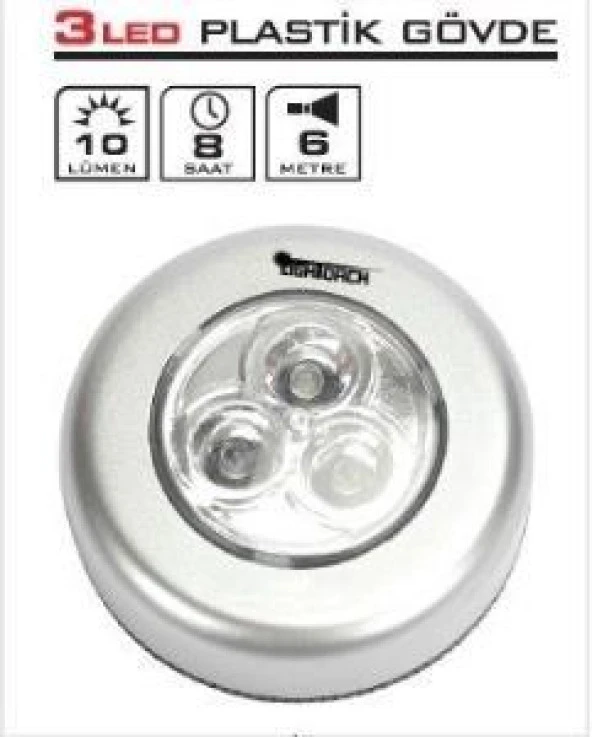 Lightorch Kablosuz Kapı Duvar Aydınlatma 3 LEDli Dokunmatik - Resim 2