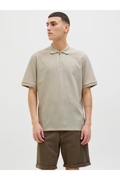 JACK JONES Erkek BEJ Polo Yaka Kısa Kollu Tişört 12279177 ürün görseli 1