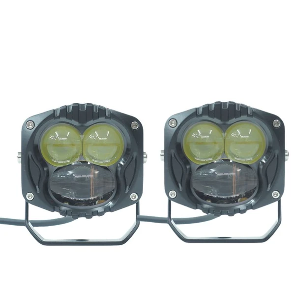 Off-Road Sis Lambası 7.3x6.8x6.8cm Sarı-Beyaz Siyah Çerçeveli 12-30v (Set Olarak) ürün görseli 1