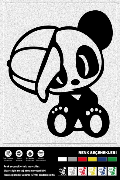 ŞAPKALI PANDA STICKER 10 x 12 cm ürün görseli 1