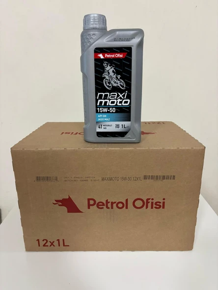 PETROL OFİSİ MAXIMOTO 15W-50 1 LT X 12 ADET (KOLİ) MOTOSİKLET YAĞI ürün görseli 1