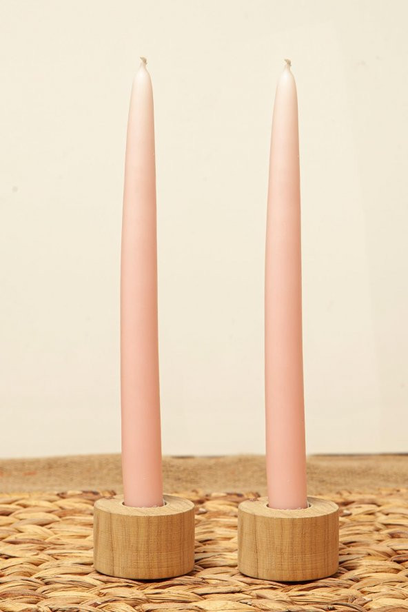Mart Home 2li Şamdan Mumu Pembe- 25 cm ürün görseli 1