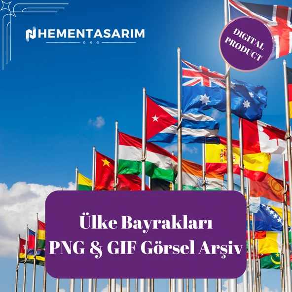 A dan Z ye Tüm Ülke Bayrakları GIF & PNG Görsel Arşivi ürün görseli 1