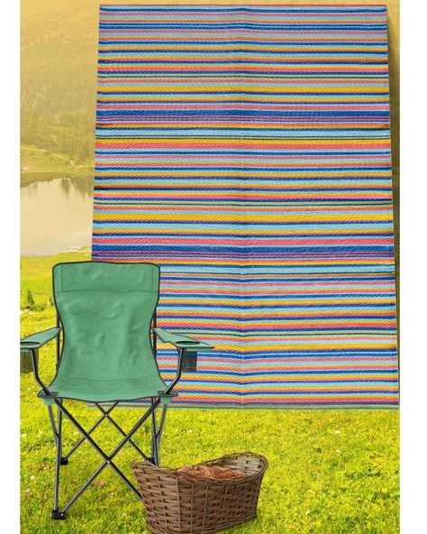 Piknik Hasırı Plaj Hasırı  Katlanan Hasır Kilim Plastik Kamp Hasırı Bahçe Hasırı BÜYÜK BOY180x270 Cm ürün görseli 1