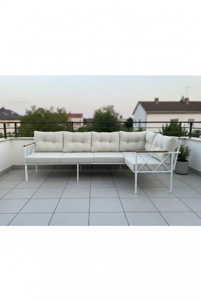 adımshops Köşe Koltuk Takımı , 3 2 Balkon-bahçe-kafe-çay Seti-koltuk Takımı-mutfak Köşesi Beyaz Profil ürün görseli 1