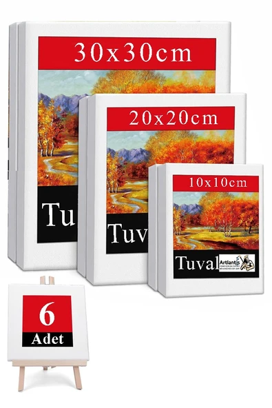 Kare Tuval 6 Adet 10x10 20x20 30x30 cm Boş Tuval Tablo Arkadan Zımbalı Resim Tuvali Akrilik Boya Yağlı Boya Sanat Hobi ürün görseli 1