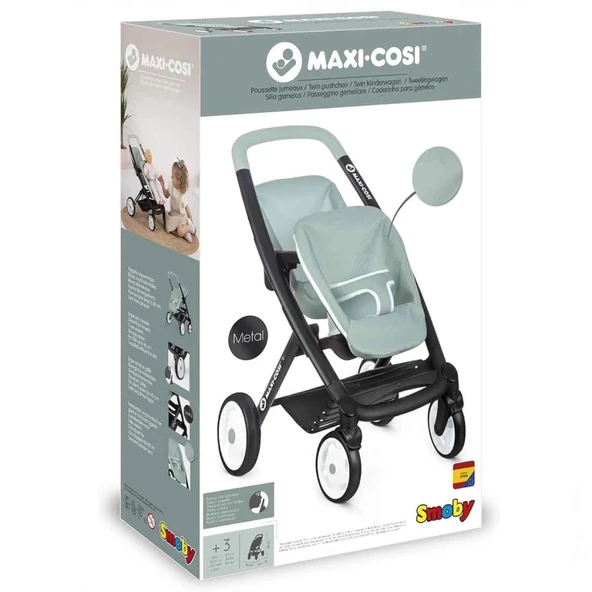 Nessiworld Smoby Maxi-Cosi İkiz Oyuncak Bebek Arabası Yeşil - Resim 5