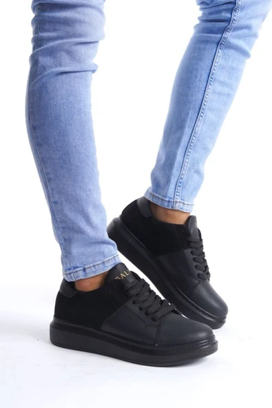 Byshoes SLW151 Boost Bağcıklı Cilt Süet Erkek Günlük Sneaker Ayakkabı CSST - Siyah ürün görseli 1