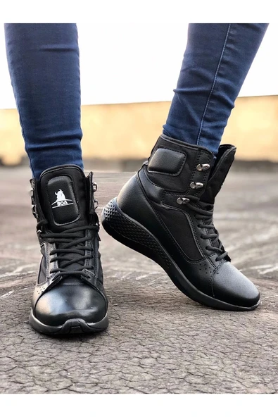 modalem Ba0600 Bağcıklı Siyah Boksör Unisex Spor Postal Bot ürün görseli 1