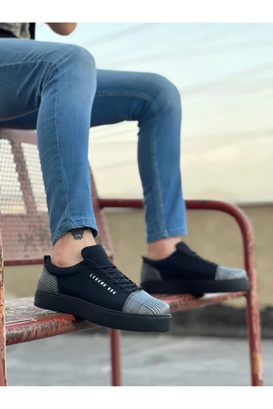 Blackbullsport BA0104 Bağcıklı Siyah Ekose Süet Siyah Taban Spor Klasik Erkek Ayakkabı ürün görseli 1