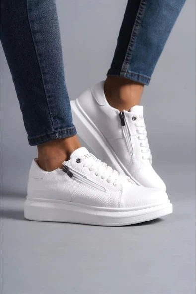 SALWO Slw155 Warrior Bağcıklı Ve Fermuarlı Cilt Erkek Günlük Sneaker Ayakkabı Cbt - Beyaz ürün görseli 1