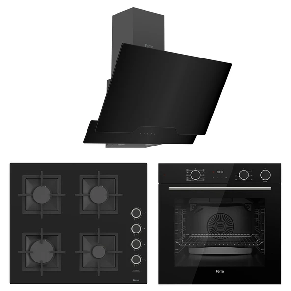 Ferre Fryart&Steamart Sc serisi Siyah 3'lü Ankastre Set ( xe64cs-sc205-d063 ) ürün görseli 1