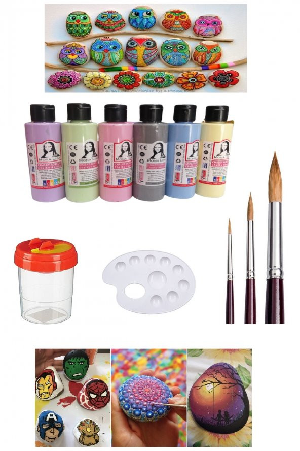 Taş Boyama Seti 6 Pastel Renk Set 1 Paket ürün görseli 1