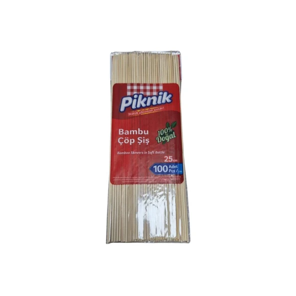 Piknik Bambu Çöp Şiş 25 Cm 100'lü ürün görseli 1