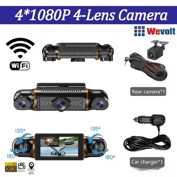 MB-5900 YENİ PREMİUM 4 KAMERALI  FULL HD 1080 P GENİŞ AÇI ARAÇ KAYIT KAMERASI ürün görseli 1