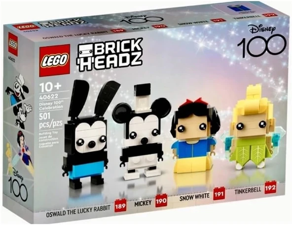 LEGO 40622 BrickHeadz Disney 100. Kutlama Mickey Mouse, Pamuk Prenses, Tinkerbell & Oswald Şanslı Tavşan ürün görseli 1