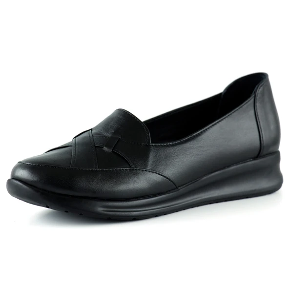 Erkan Saçmacı Mammina Siyah Hakiki Deri Çapraz Bant Detaylı Slip-On Günlük Ayakkabı ürün görseli 1