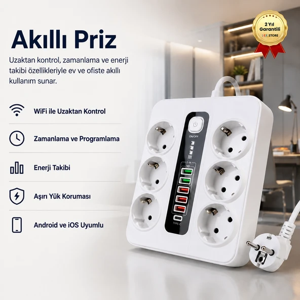 Akıllı Priz Uzaktan Kontrol, Zamanlama, Enerji Takibi ile Akıllı Ev Çözümü ürün görseli 1