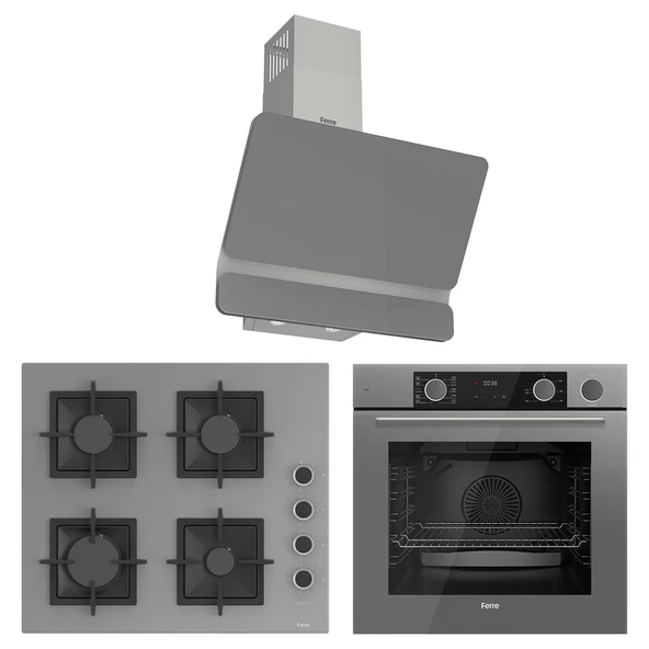 Ferre Fryart&Steamart Sc serisi Gri 3'lü Ankastre Set ( xe64cpr-sc208-d082 ) ürün görseli 1
