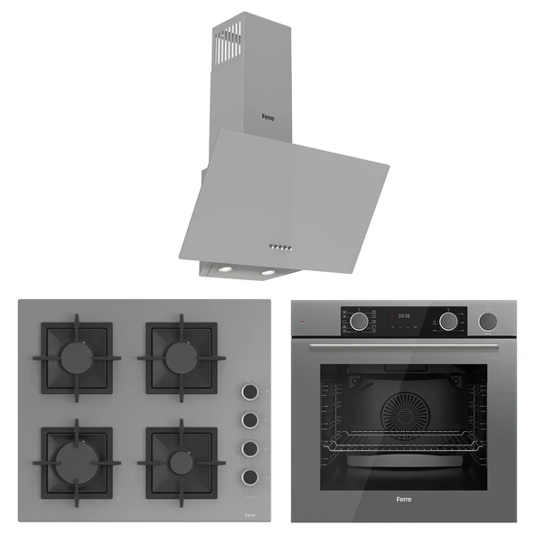 Ferre Fryart&Steamart Sc serisi Gri 3'lü Ankastre Set ( xe64cpr-sc208-d088 ) ürün görseli 1
