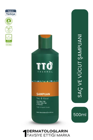 TTO Saç Ve Vücut Şampuanı 500 ml Yeşil Kepek Kaşıntı Pullanma (Çay Ağacı Yağı / Tea Tree Oıl) ürün görseli 1