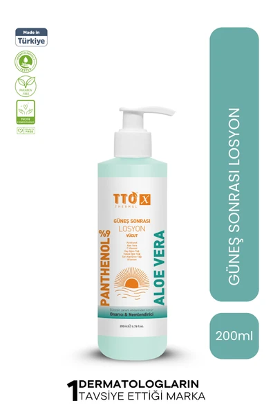 TTO X Aloe Vera Losyon Güneş Sonrası Bakım, Nemlendirici, Ferahlatıcı, Yatıştırıcı 200 ml ürün görseli 1