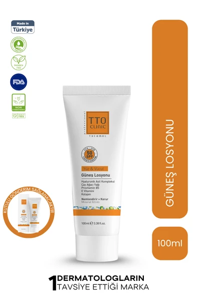 Clinic Güneş Losyonu 100 ml (AKNELİ- ROZALI CİLTLER İÇİN) (ÇAY AĞACI YAĞI / TEA TREE OIL) ürün görseli 1