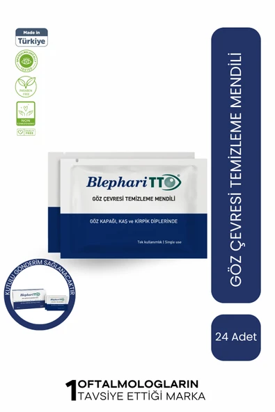BLEFARİTTO Göz Çevresi Mendili 24'lü Göz Ve Makyaj Temizleme(ÇAY AĞACI YAĞI / TEA TREE OIL) ürün görseli 1