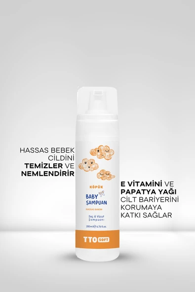 TTO SOFT BEBEK KÖPÜK ŞAMPUANI 200 ML - Resim 4